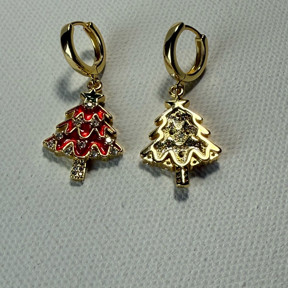 Anthropologie Sterling Silver 925 Gold plated 
Festive Tree Earrings - Picture 7 of 7